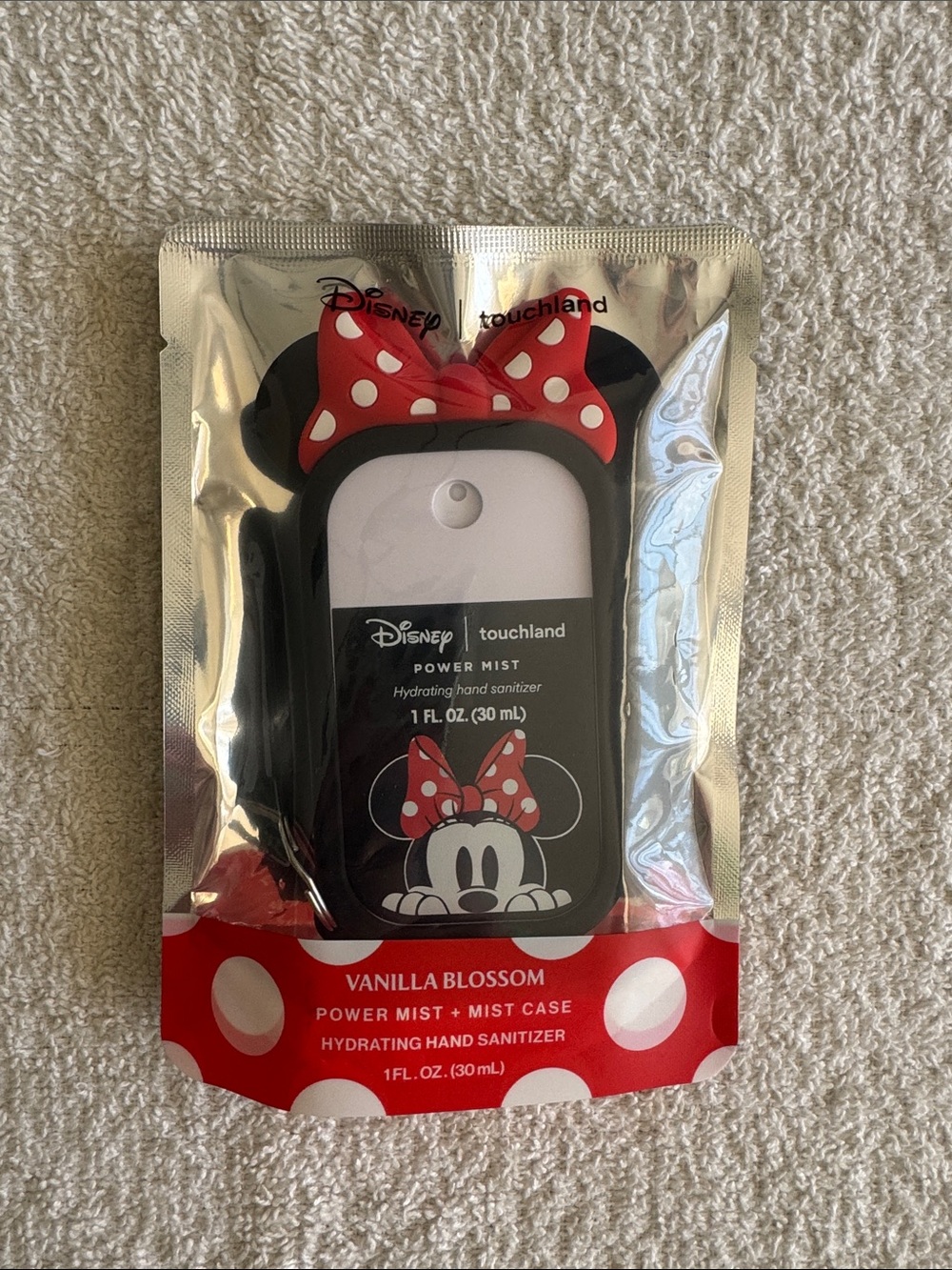 Touchland Disney Minnie Mouse Black Case with Polka Dot Bow Hand Sanitizer Mist